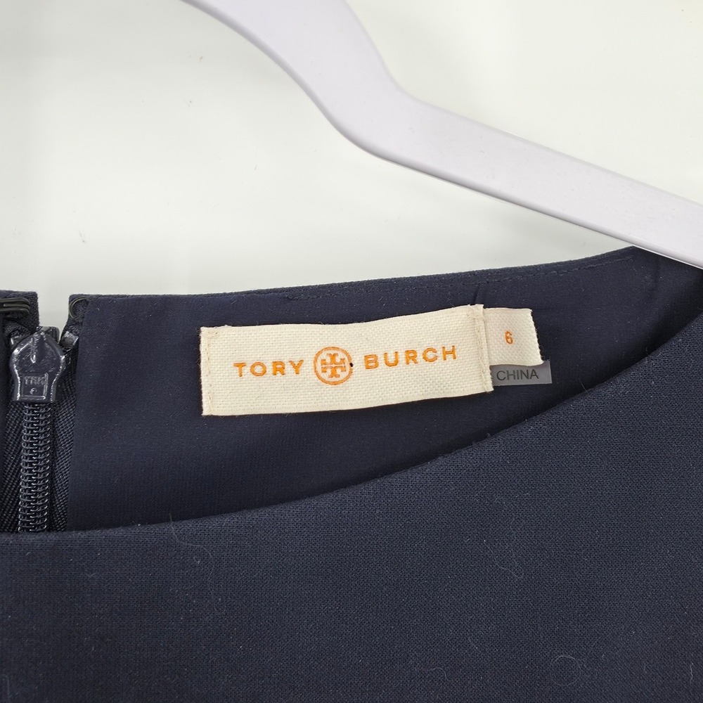 Tory Burch Navy Blue Sleeveless Button Front Shift Dress 6 37469 Nautical Mod - Picture 4 of 7